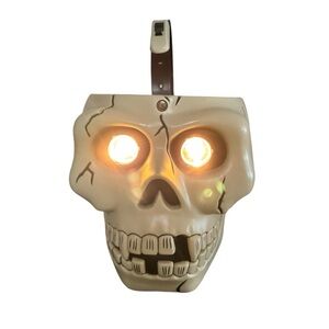 Vintage 1998 Skeleton Skull Halloween Bucket Décor Flashlight Eyes